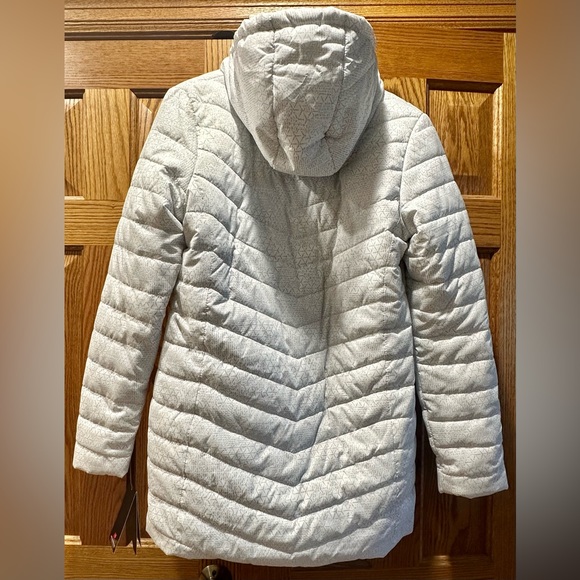 New Balance Long Warm Puffer Coat White Hooded Full Zip with Pockets Size M - Picture 4 of 13